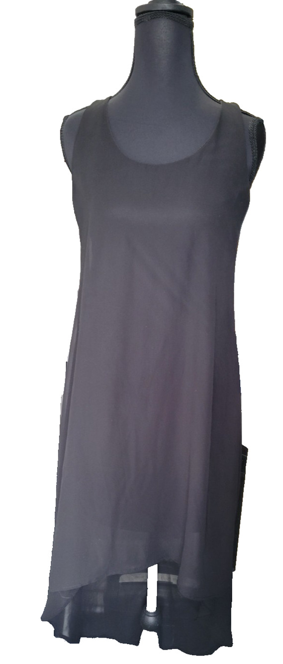 Ginger G Womens S Black Sheer High Low Sleeveless Maxi Dress Layered